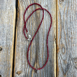 Ruby Cross Necklace | Sterling Silver Tiny Cross, Beaded Choker