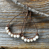 Rustic Fossil Jasper Copper Earrings, Boho Wedding Jewelry