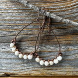 Rustic Fossil Jasper Copper Earrings, Boho Wedding Jewelry