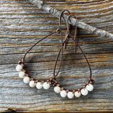 Rustic Fossil Jasper Copper Earrings, Boho Wedding Jewelry
