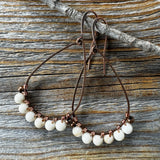 Rustic Fossil Jasper Copper Earrings, Boho Wedding Jewelry