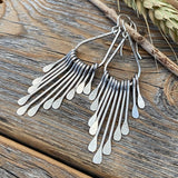 Silver Plated Brass Teardrop Fan Earrings, Boho Geometric Dangle Jewelry