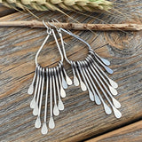 Silver Plated Brass Teardrop Fan Earrings, Boho Geometric Dangle Jewelry