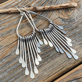 Silver Plated Brass Teardrop Fan Earrings, Boho Geometric Dangle Jewelry