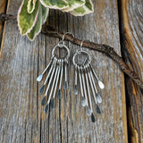 Silver Plated Fringe Earrings – Boho Paddle Dangle, Sterling Silver Ear Wire