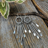 Silver Plated Fringe Earrings – Boho Paddle Dangle, Sterling Silver Ear Wire
