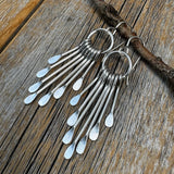 Silver Plated Fringe Earrings – Boho Paddle Dangle, Sterling Silver Ear Wire