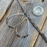 Silver Teardrop Jasper Earrings, Wire Wrapped Boho Jewelry