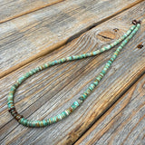 Southwestern Turquoise Heishi Bead Necklace, Hand-Strung 5mm Natural Green and Brown Gemstone Beads, Copper Clasp, Unisex Gift