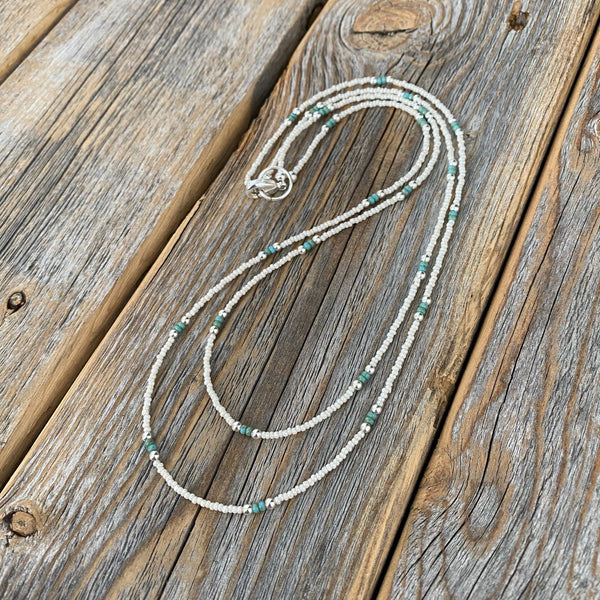Sterling Silver Beaded Layering Necklace – Double Strand Boho Western Jewelry