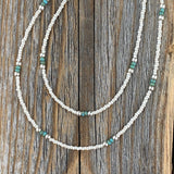 Sterling Silver Beaded Layering Necklace – Double Strand Boho Western Jewelry