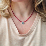 Sterling Silver Heart Necklace, Ruby Tourmaline Gemstone Jewelry