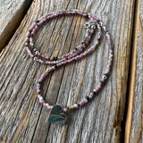Sterling Silver Heart Necklace, Ruby Tourmaline Gemstone Jewelry