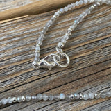 Sterling Silver Labradorite Chevron Necklace – Minimalist Beaded Jewelry
