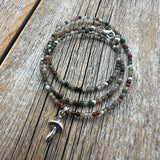 Sterling Silver Mushroom Necklace – Jasper Beaded Boho Pendant
