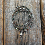 Sterling Silver Mushroom Necklace – Jasper Beaded Boho Pendant