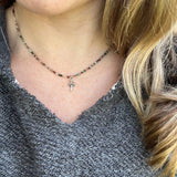 Sterling Silver Mushroom Necklace – Jasper Beaded Boho Pendant