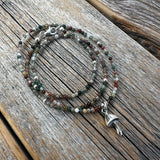 Sterling Silver Mushroom Necklace – Jasper Beaded Boho Pendant