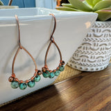 Teardrop Turquoise Earrings – Dainty Copper Wire Wrapped Jewelry