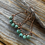 Teardrop Turquoise Earrings – Dainty Copper Wire Wrapped Jewelry