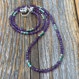 Tiny Faceted Amethyst Necklace, Silver Seed Bead & Czech Glass