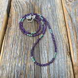 Tiny Faceted Amethyst Necklace, Silver Seed Bead & Czech Glass