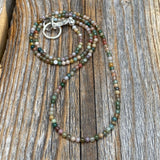 Tiny Jasper Beaded Necklace, Dainty Gemstone, Sterling Silver Clasp, Minimalist Everyday Jewelry