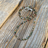Tiny Jasper Beaded Necklace, Dainty Gemstone, Sterling Silver Clasp, Minimalist Everyday Jewelry