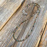Tiny Jasper Beaded Necklace, Dainty Gemstone, Sterling Silver Clasp, Minimalist Everyday Jewelry