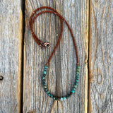 Tiny Turquoise Beaded Necklace, Earthy Boho Copper Clasp, Everyday Layering Jewelry