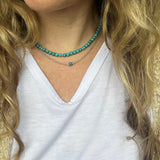 Tiny Turquoise Necklace, Dainty Sterling Silver Layering Necklace, Everyday Jewelry
