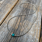 Tiny Turquoise Necklace, Dainty Sterling Silver Layering Necklace, Everyday Jewelry