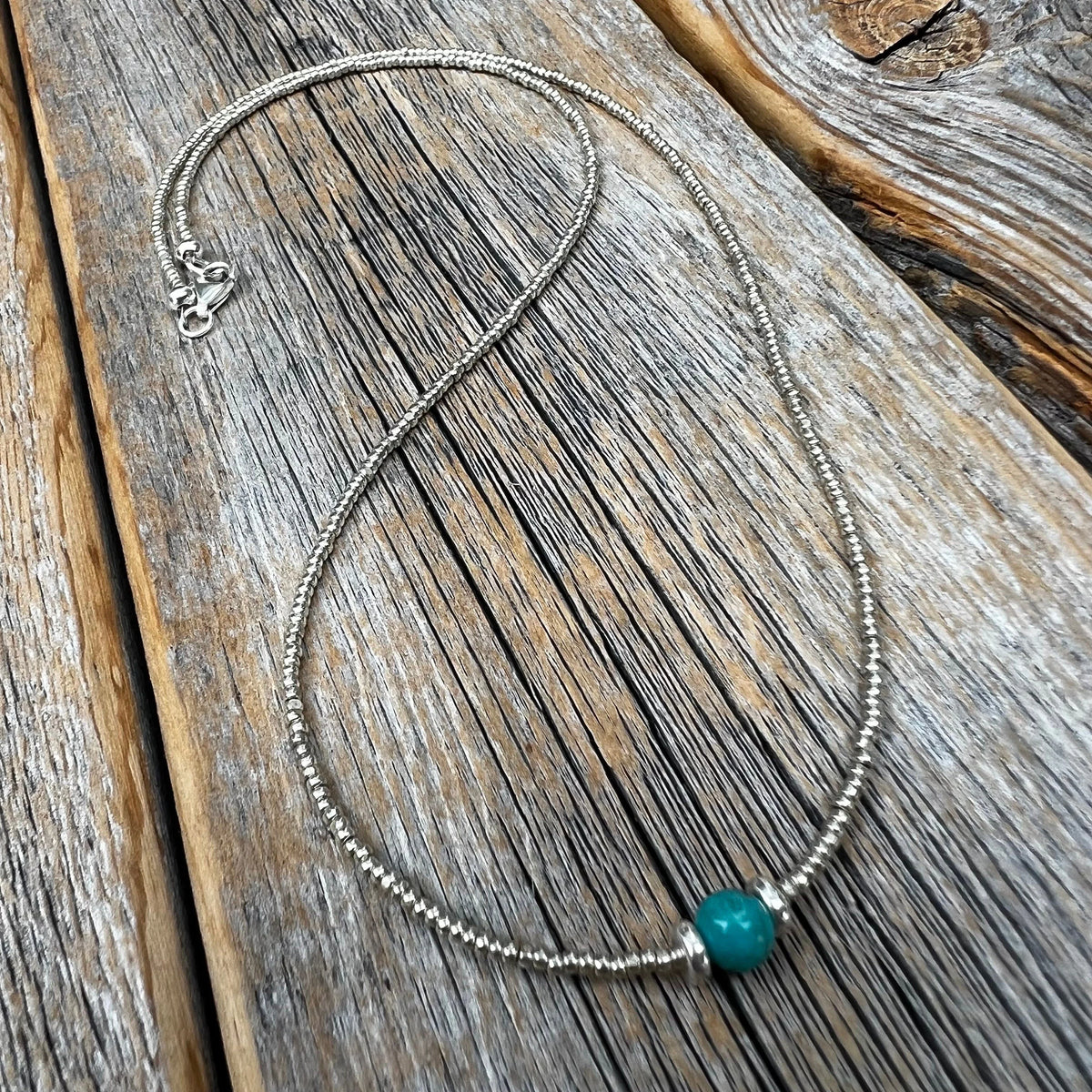 Tiny Turquoise Necklace, Dainty Sterling Silver Layering Necklace, Everyday Jewelry