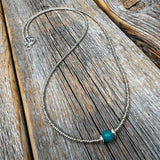 Tiny Turquoise Necklace, Dainty Sterling Silver Layering Necklace, Everyday Jewelry