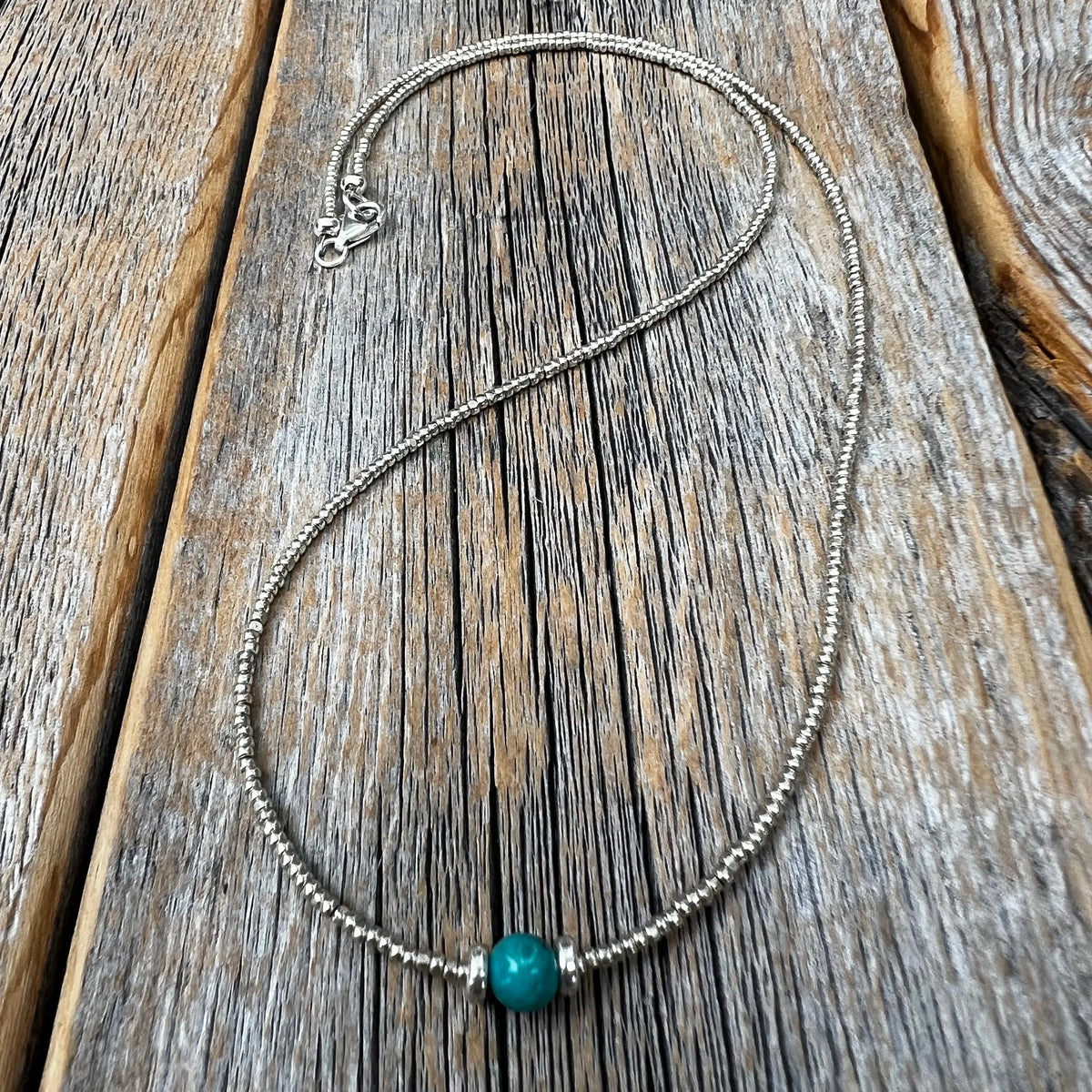 Tiny Turquoise Necklace, Dainty Sterling Silver Layering Necklace, Everyday Jewelry