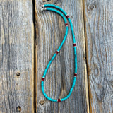 Turquoise and Coral Heishi Necklace – Sterling Silver Accents