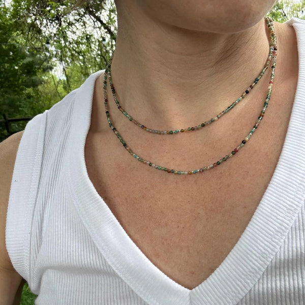 Turquoise and Jasper Layered Necklace, Boho Beaded Gemstone Jewelry, Southwestern Necklace