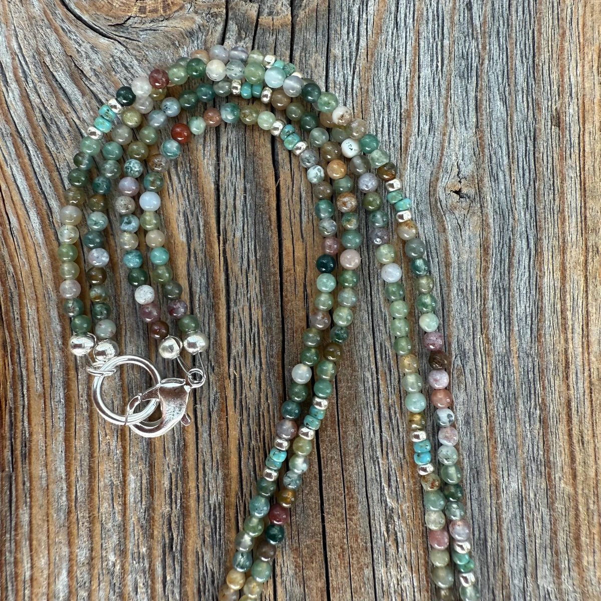 Turquoise and Jasper Layered Necklace, Boho Beaded Gemstone Jewelry, Southwestern Necklace