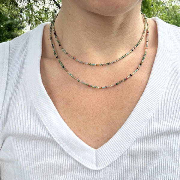 Turquoise and Jasper Layered Necklace, Boho Beaded Gemstone Jewelry, Southwestern Necklace