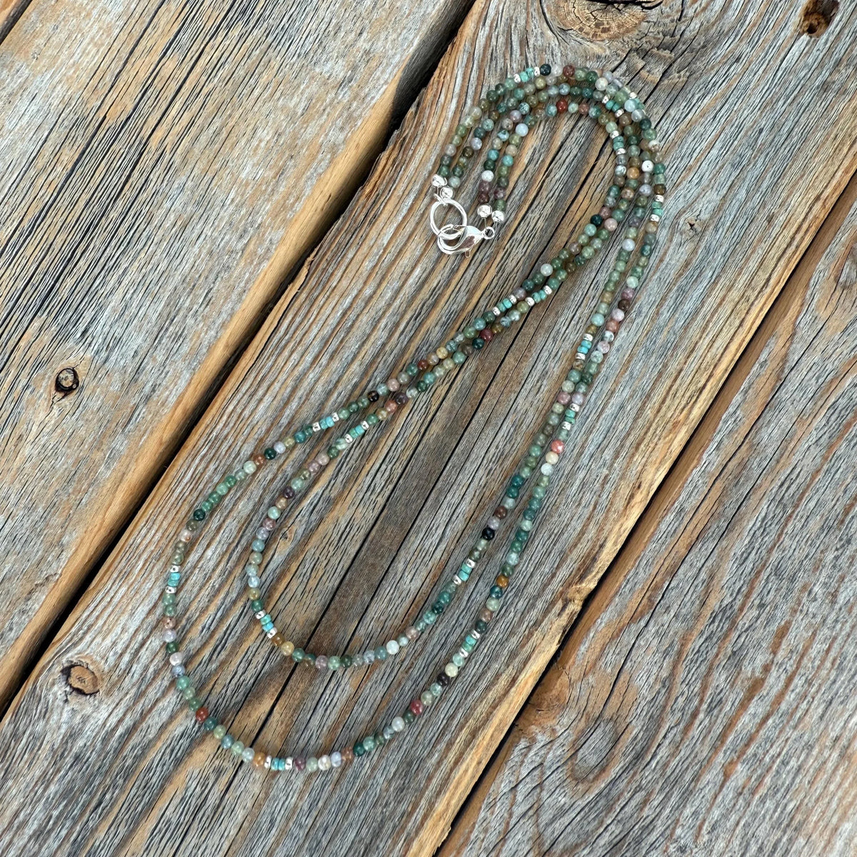 Turquoise and Jasper Layered Necklace, Boho Beaded Gemstone Jewelry, Southwestern Necklace