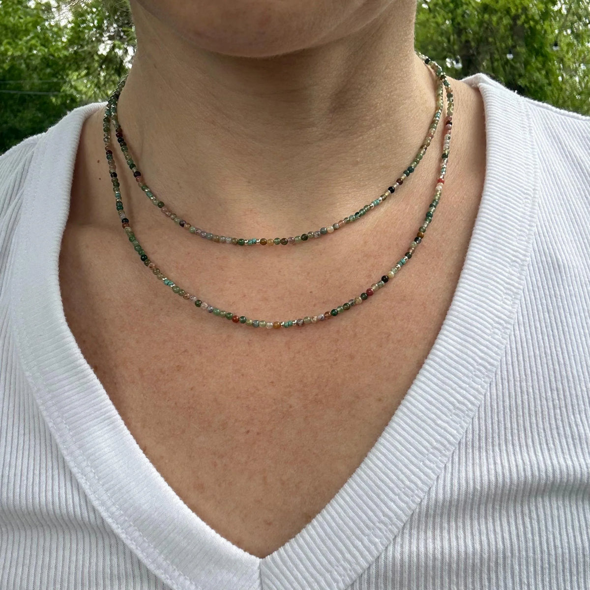 Turquoise and Jasper Layered Necklace, Boho Beaded Gemstone Jewelry, Southwestern Necklace