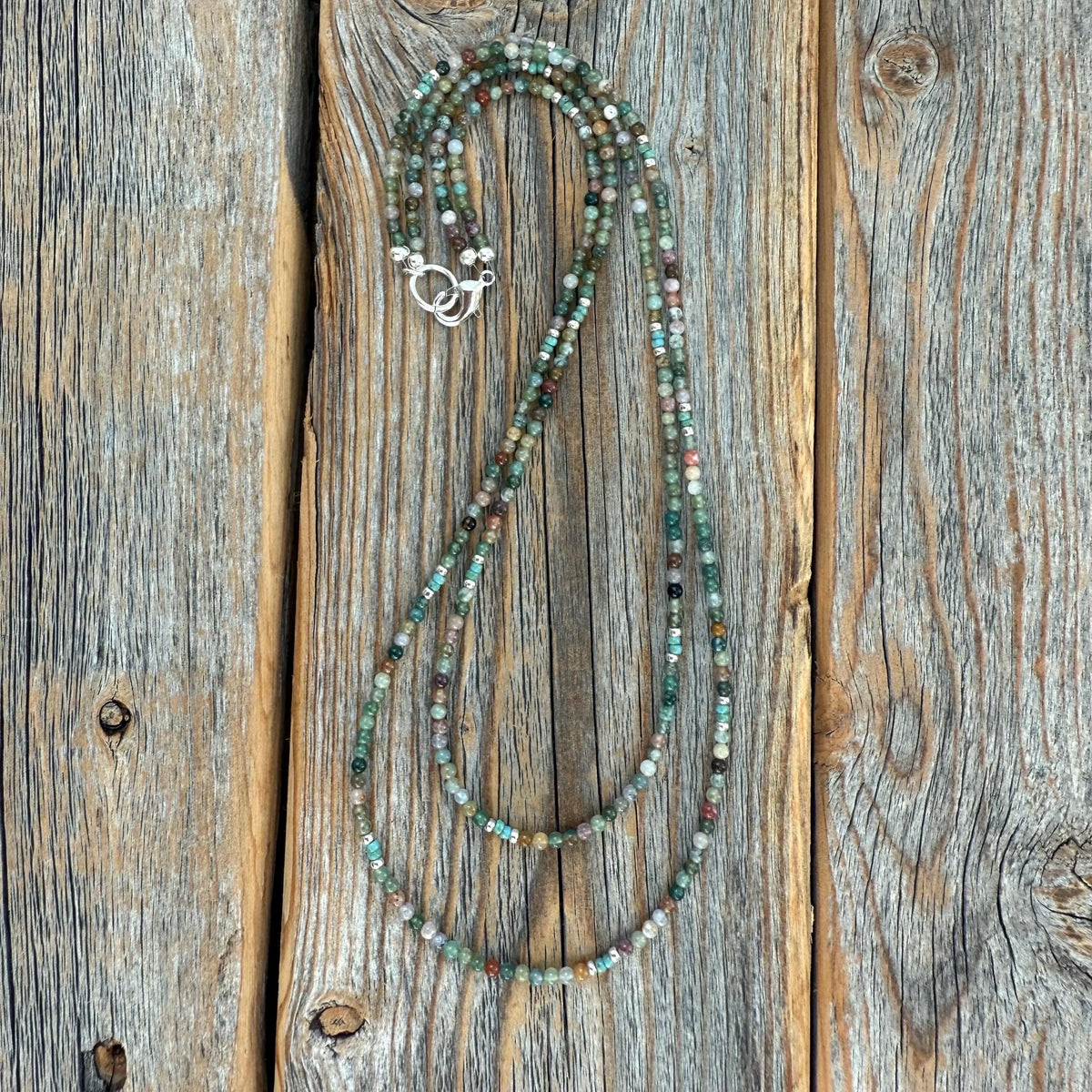 Turquoise and Jasper Layered Necklace, Boho Beaded Gemstone Jewelry, Southwestern Necklace