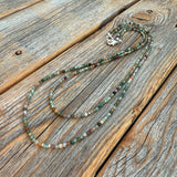 Turquoise and Jasper Layered Necklace, Boho Beaded Gemstone Jewelry, Southwestern Necklace