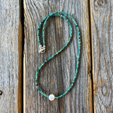 Turquoise and Pearl Necklace, Dainty Choker, Gifts for Her, Handmade Jewelry