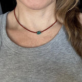 Turquoise Beaded Choker – Handmade Copper & Czech Glass Necklace