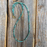 Turquoise Beaded Choker Necklace, 10K Gold Plated Clasp