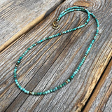Turquoise Beaded Choker Necklace, 10K Gold Plated Clasp