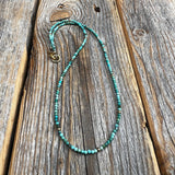 Turquoise Beaded Choker Necklace, 10K Gold Plated Clasp