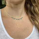 Turquoise Beaded Choker Necklace, Dainty Layering Necklace, Boho Sterling Silver Jewelry
