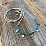 Turquoise Beaded Choker Necklace, Dainty Layering Necklace, Boho Sterling Silver Jewelry
